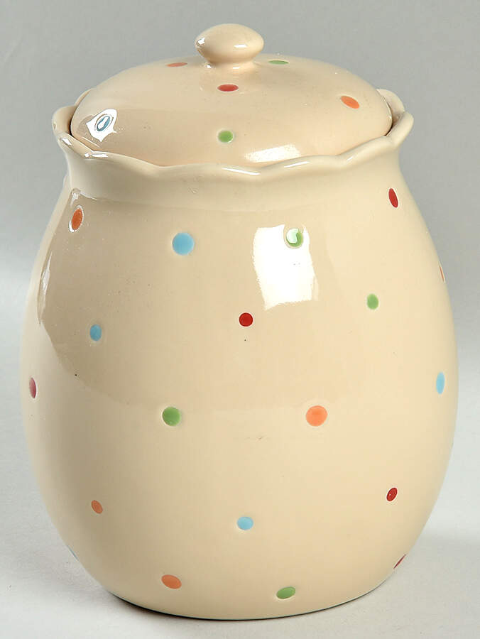 Polka Dot Cream Medium Canister & Lid by Temp-Tations-1