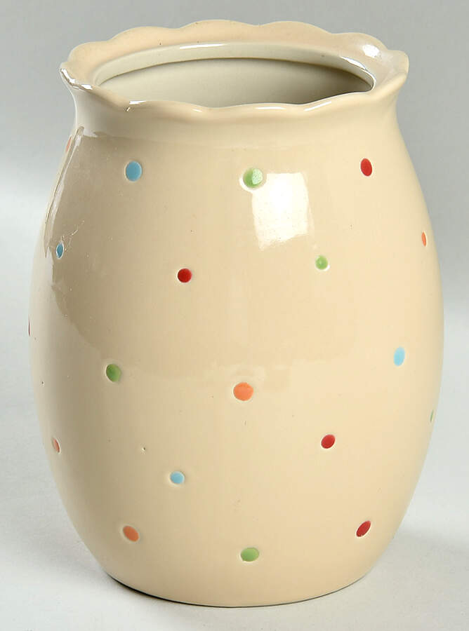 Polka Dot Cream Large Canister No Lid by Temp-Tations-1