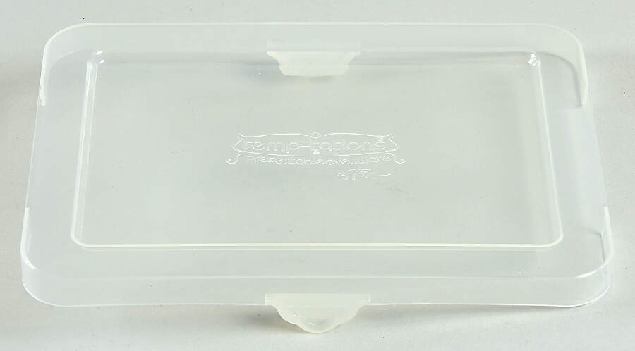 Polka Dot Cream Plastic Lid for 8" Rectangular Handled Baker by Temp-Tations-1