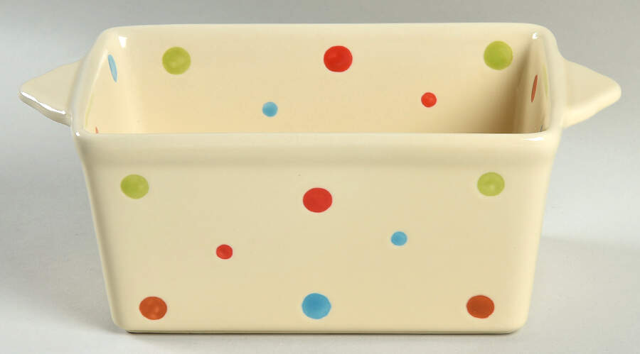 Polka Dot Cream 8" Handled Rectangular Baker by Temp-Tations-1