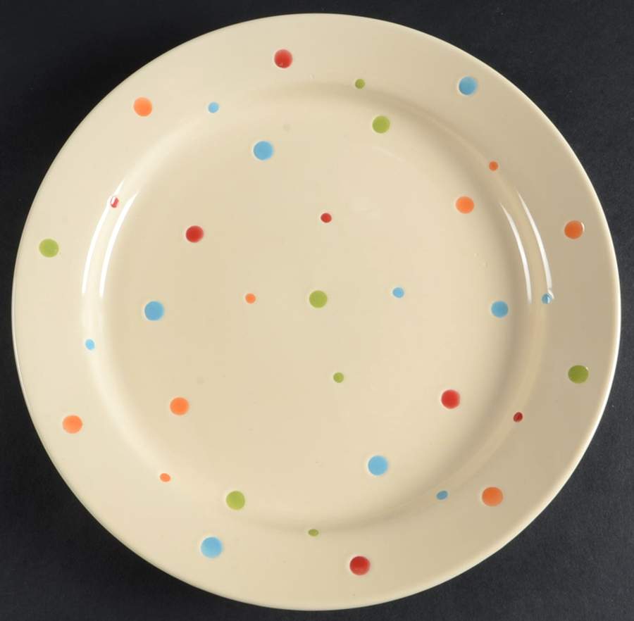 Polka Dot Cream Dinner Plate by Temp-Tations-1