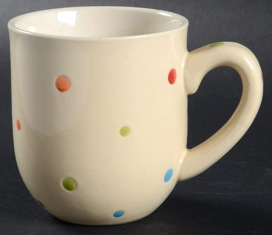 Polka Dot Cream Mug by Temp-Tations-1