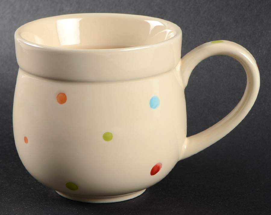 Polka Dot Cream Mug by Temp-Tations-1