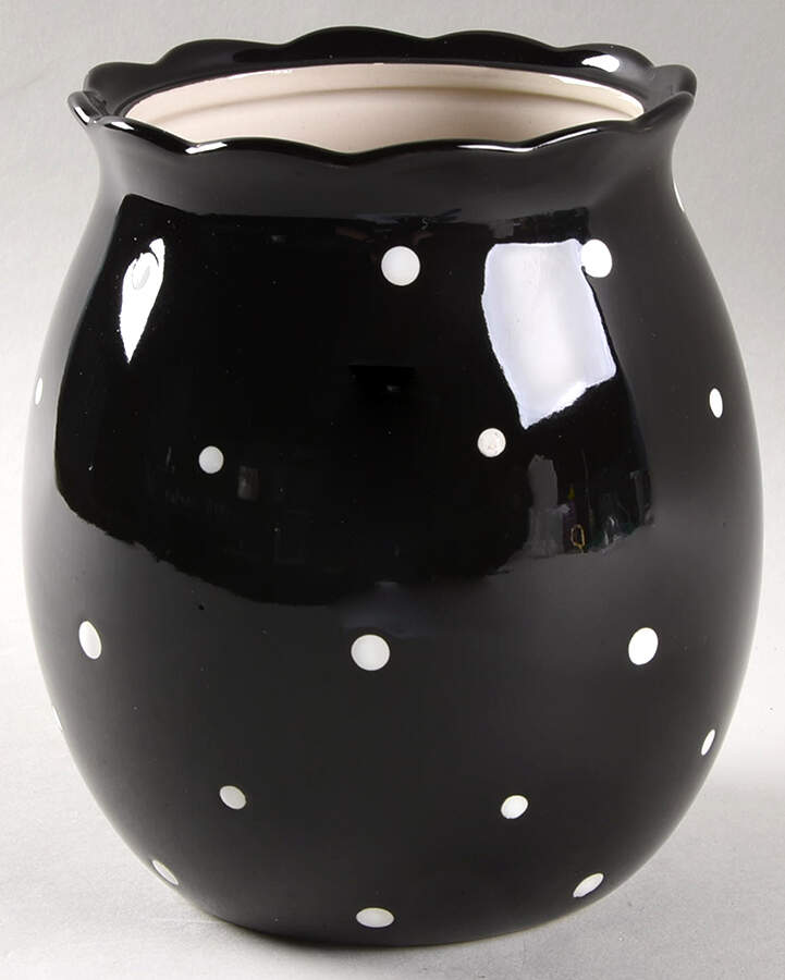 Polka Dot Black Medium Canister No Lid by Temp-Tations-1
