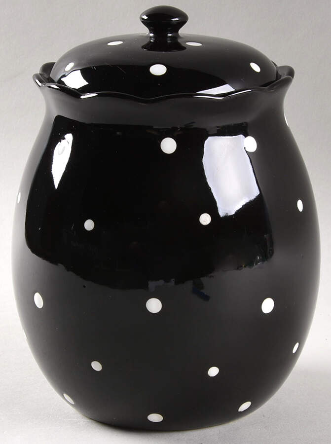 Polka Dot Black Medium Canister & Lid by Temp-Tations-1