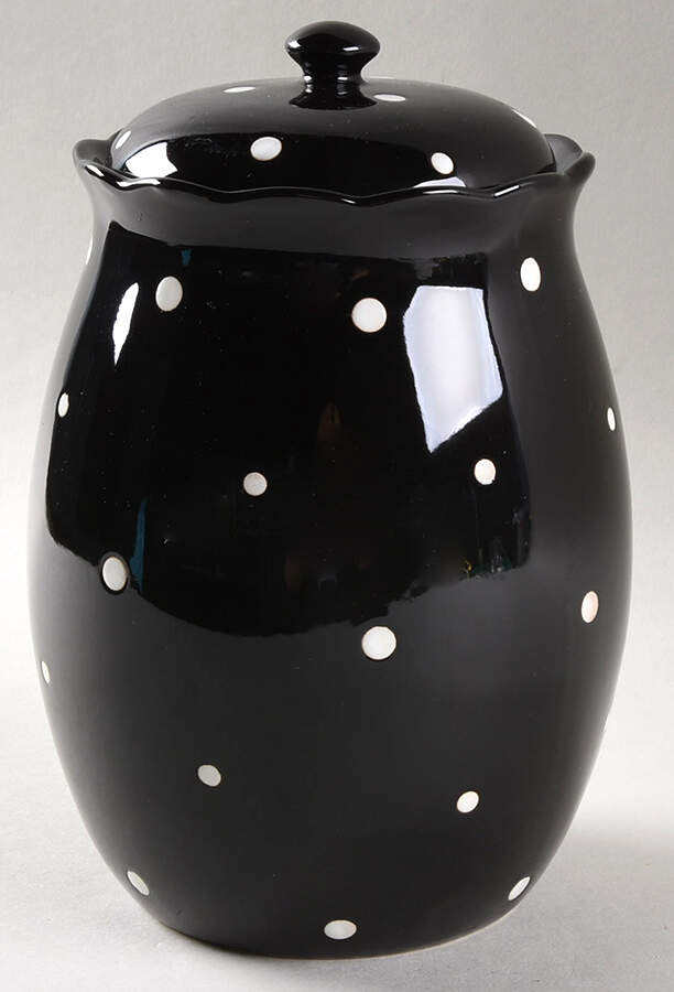 Polka Dot Black Large Canister & Lid by Temp-Tations-1