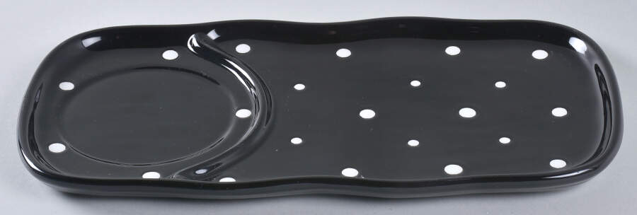 Polka Dot Black Tray for Soup Mug & Sandwich Set by Temp-Tations-1