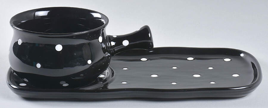 Polka Dot Black Soup Mug & Sandwich Set by Temp-Tations-1
