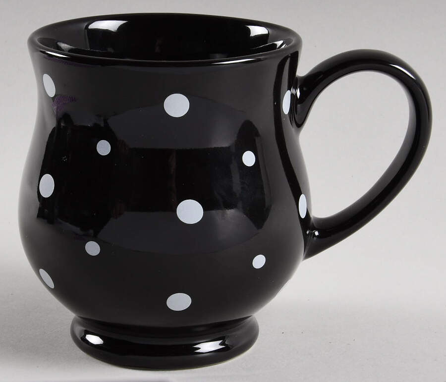 Polka Dot Black Mug by Temp-Tations-1