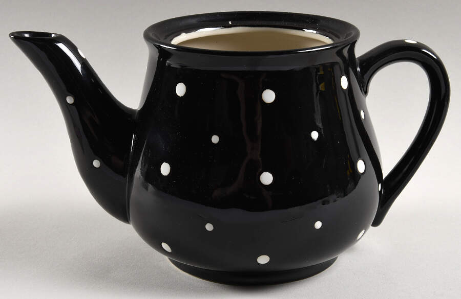 Polka Dot Black Teapot No Lid by Temp-Tations-1
