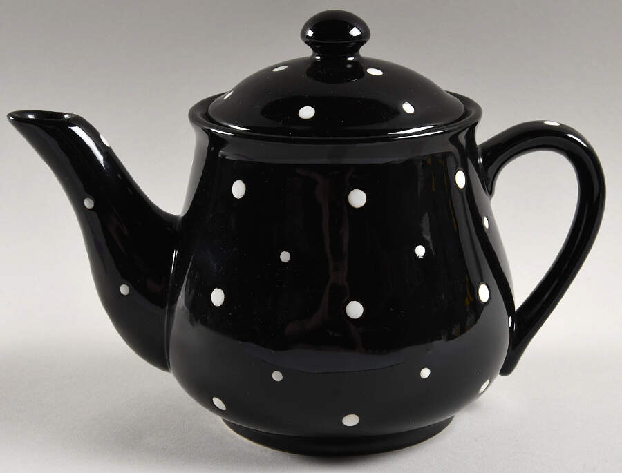 Polka Dot Black Teapot & Lid by Temp-Tations-1