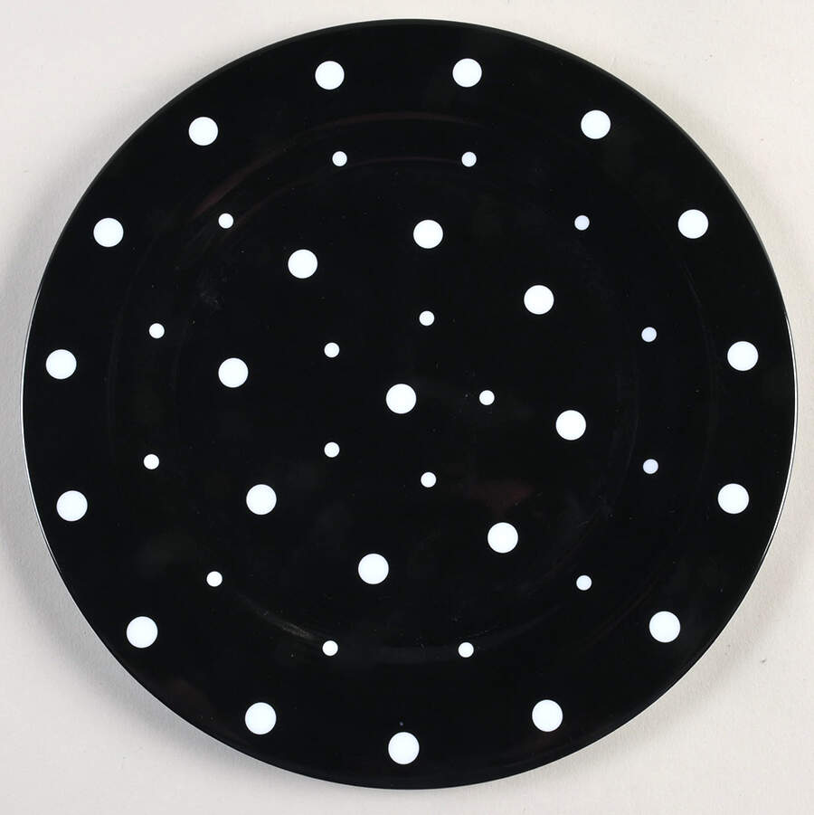 Polka Dot Black Melamine Dinner Plate by Temp-Tations-1