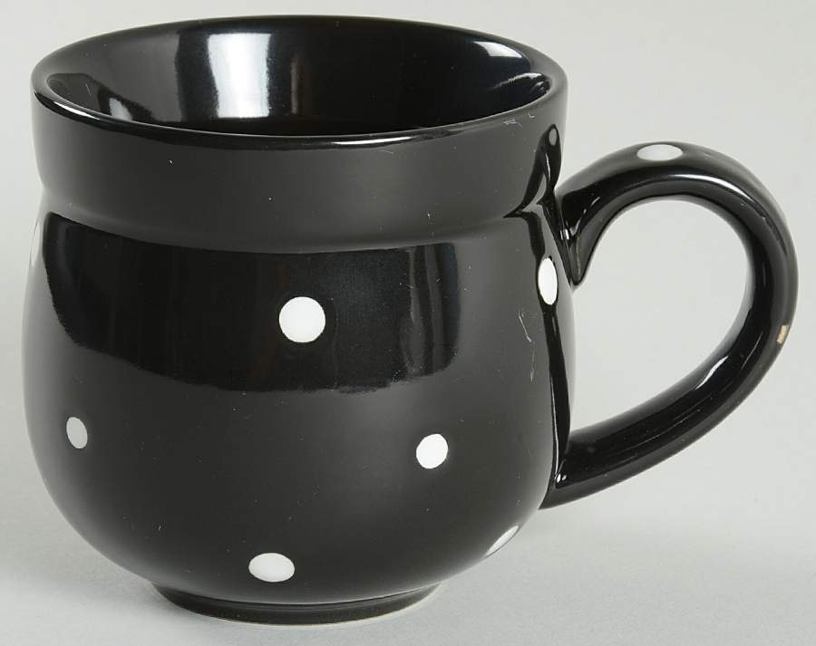 Polka Dot Black Mug by Temp-Tations-1