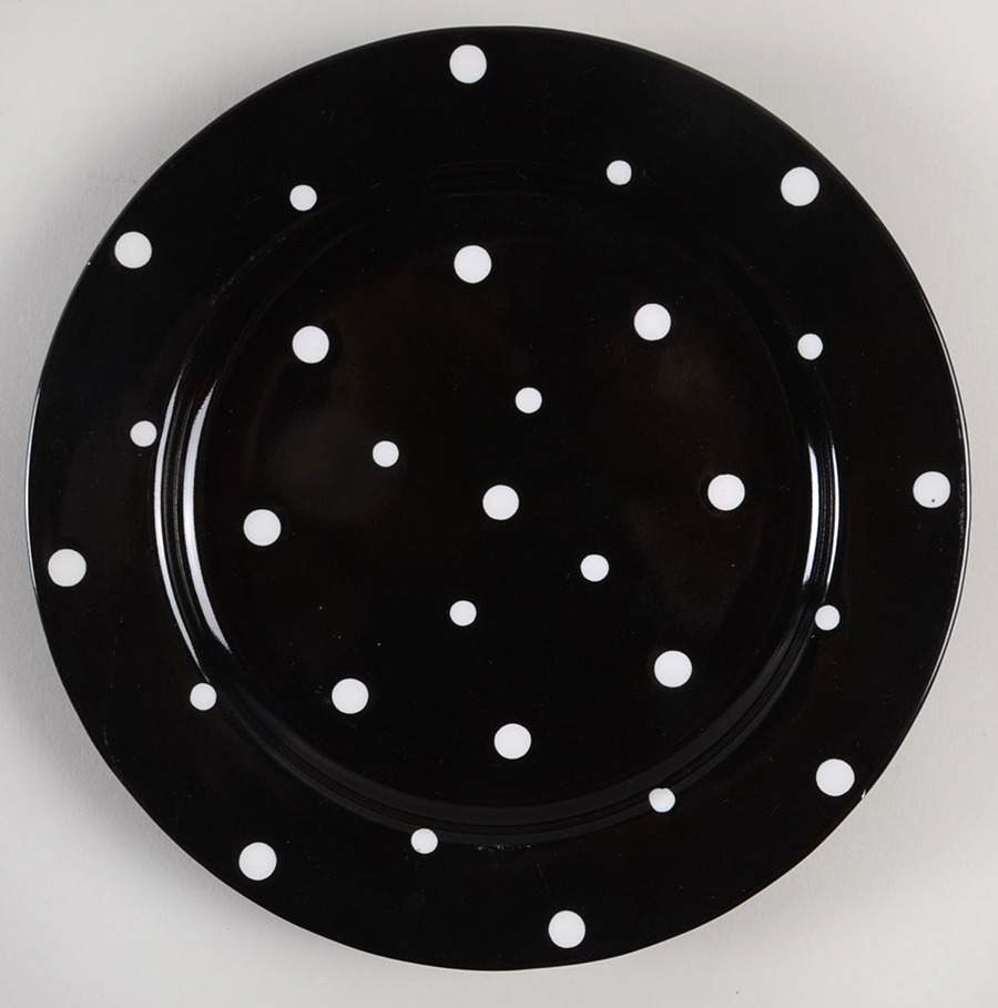 Polka Dot Black Salad Plate by Temp-Tations-1