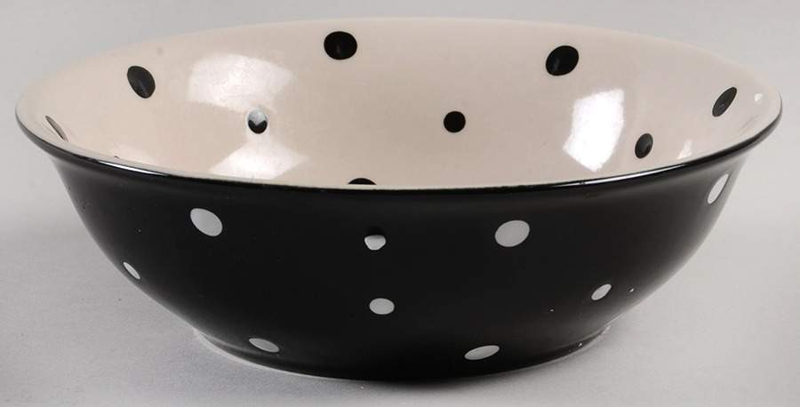 Polka Dot Black Soup/Cereal Bowl by Temp-Tations-1