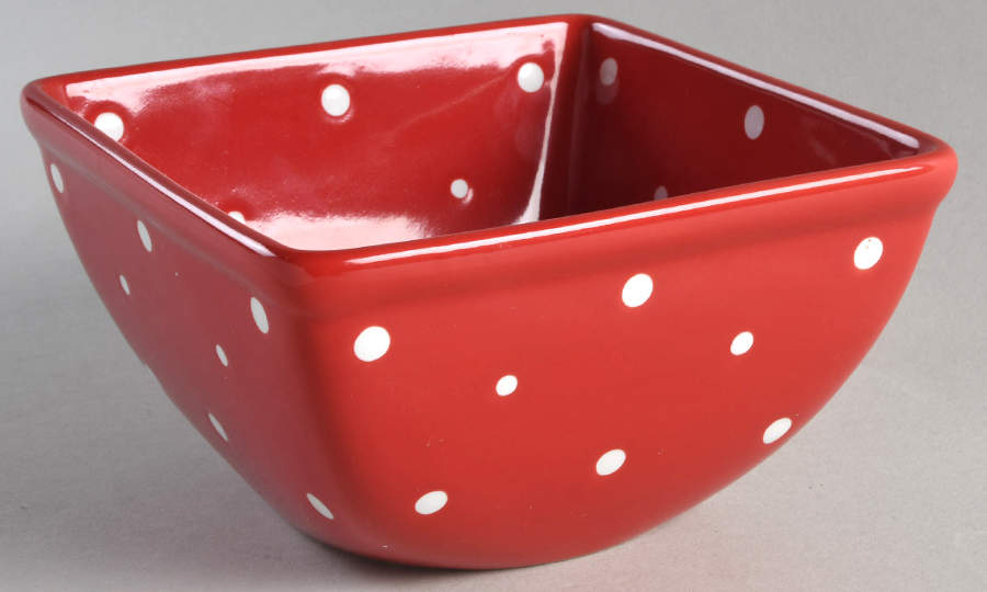 Polka Dot Red 6" Square Mixing Bowl by Temp-Tations-1