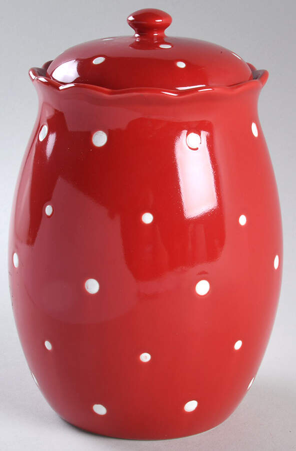 Polka Dot Red Large Canister & Lid by Temp-Tations-1