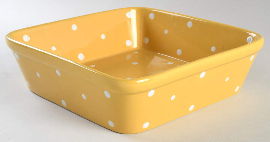 Polka Dot Yellow 9" Square Baker by Temp-Tations-1