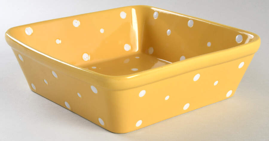Polka Dot Yellow 8" Square Baker by Temp-Tations-1