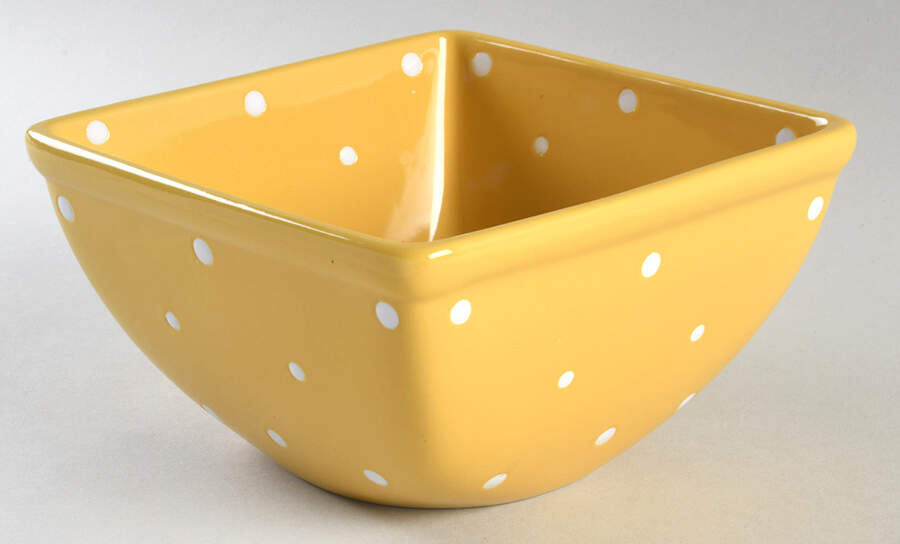Polka Dot Yellow 7" Square Mixing Bowl by Temp-Tations-1