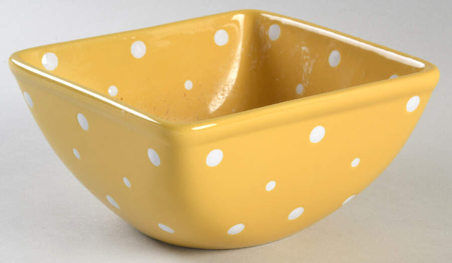 Polka Dot Yellow 6" Square Mixing Bowl by Temp-Tations-1