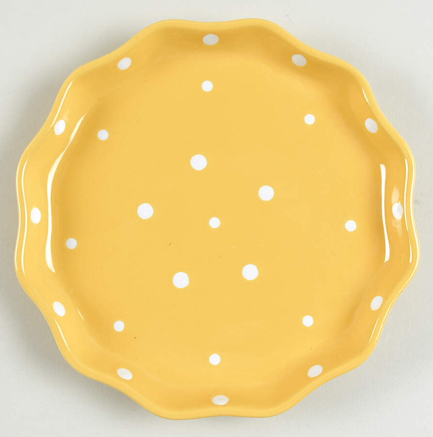 Polka Dot Yellow Dessert/Pie Plate by Temp-Tations-1