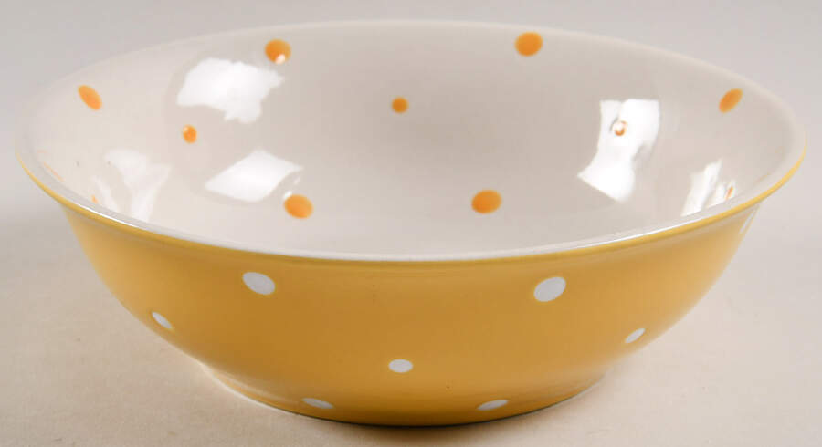 Polka Dot Yellow Soup/Cereal Bowl by Temp-Tations-1