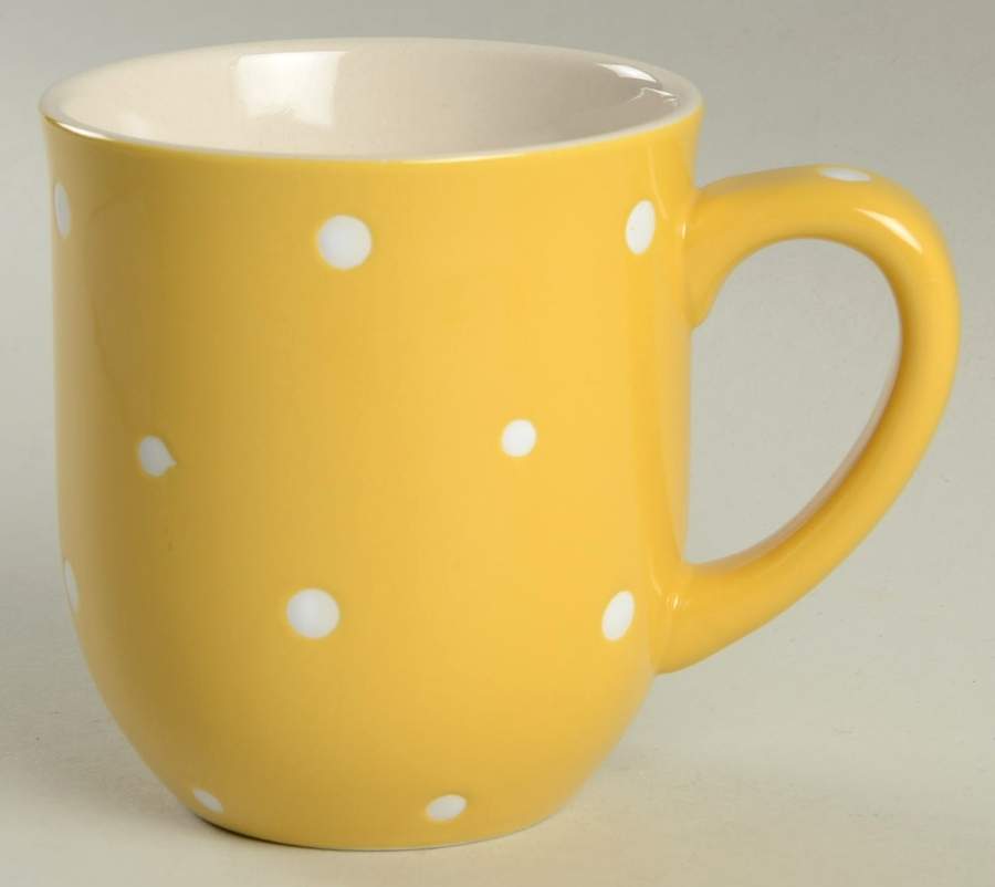 Polka Dot Yellow Mug by Temp-Tations-1