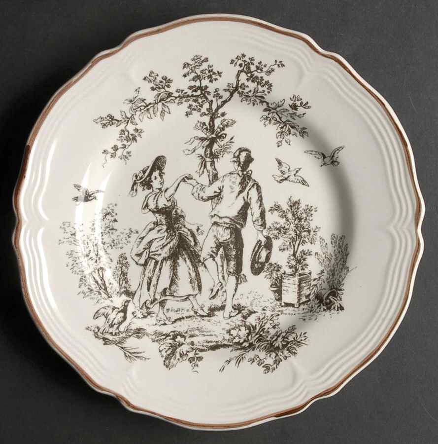 New England Toile Brown Salad Plate by Tabletops Unlimited-1