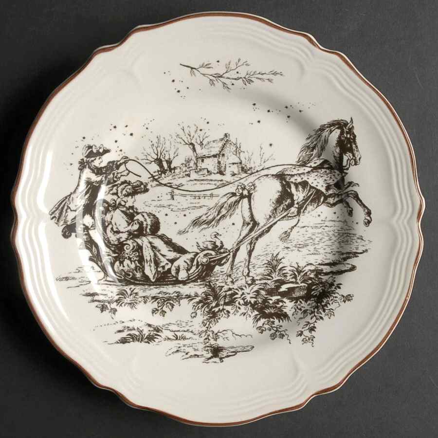 New England Toile Brown Salad Plate by Tabletops Unlimited-1