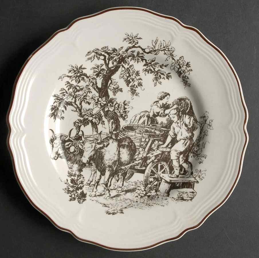 New England Toile Brown Salad Plate by Tabletops Unlimited-1