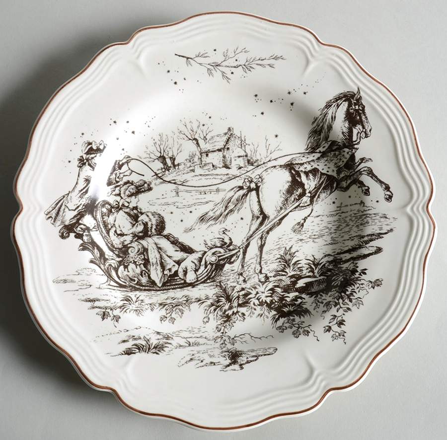 New England Toile Brown Dinner Plate by Tabletops Unlimited-1