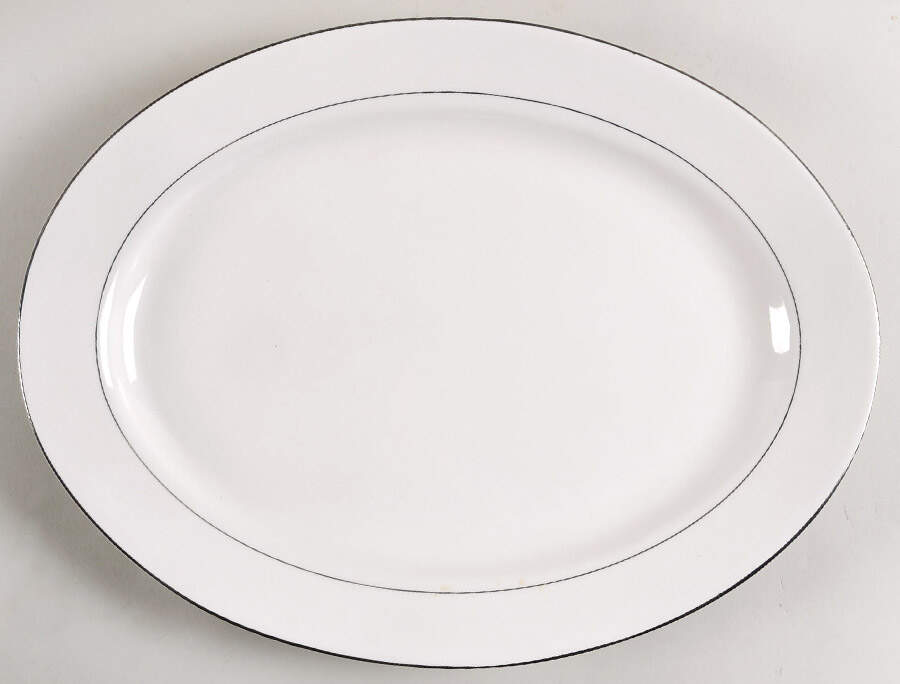 Platinum Band 13" Oval Serving Platter by Tabletops Unlimited-1
