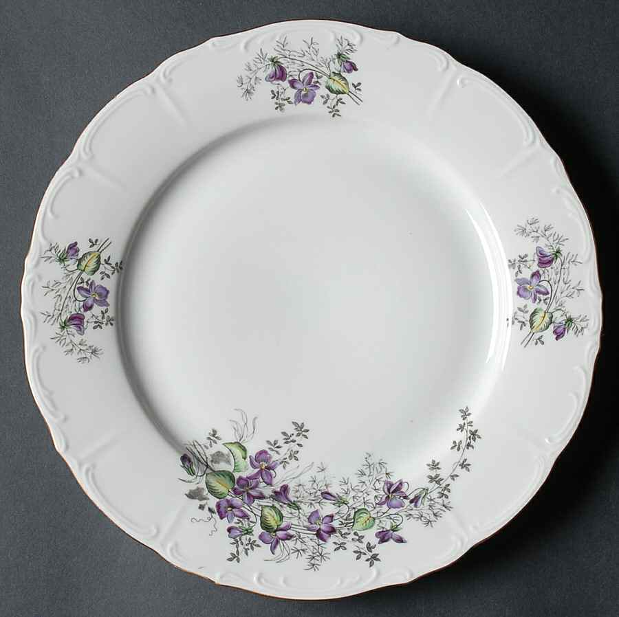 Spring Violet (Scroll&Panel Edge) Dinner Plate by Toscport-1