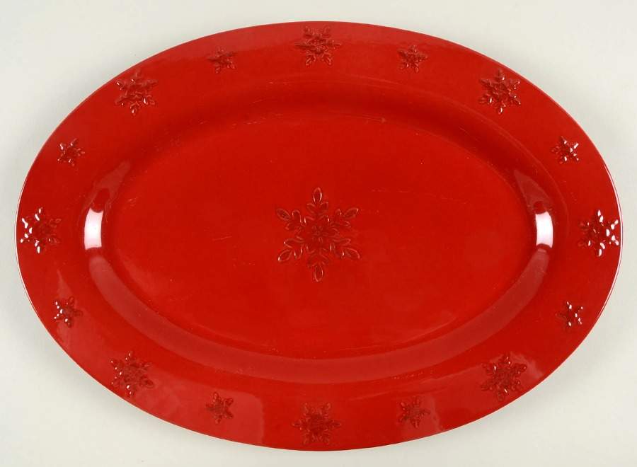 Birchwood Chalet Red Snowflake 17" Oval Serving Platter by Target-1