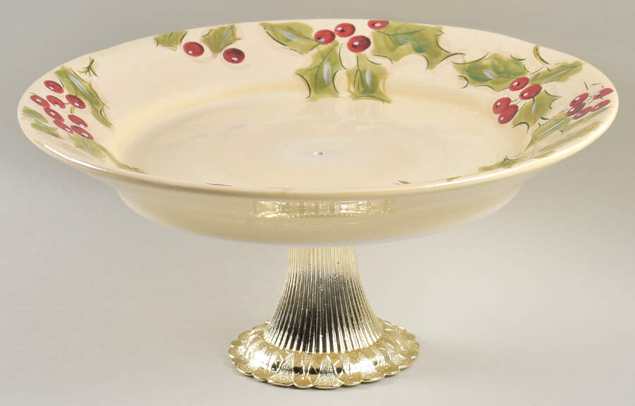 Classic Tidings Cake Stand with 4"-5" Metal Pedestal  Hc by Target-1