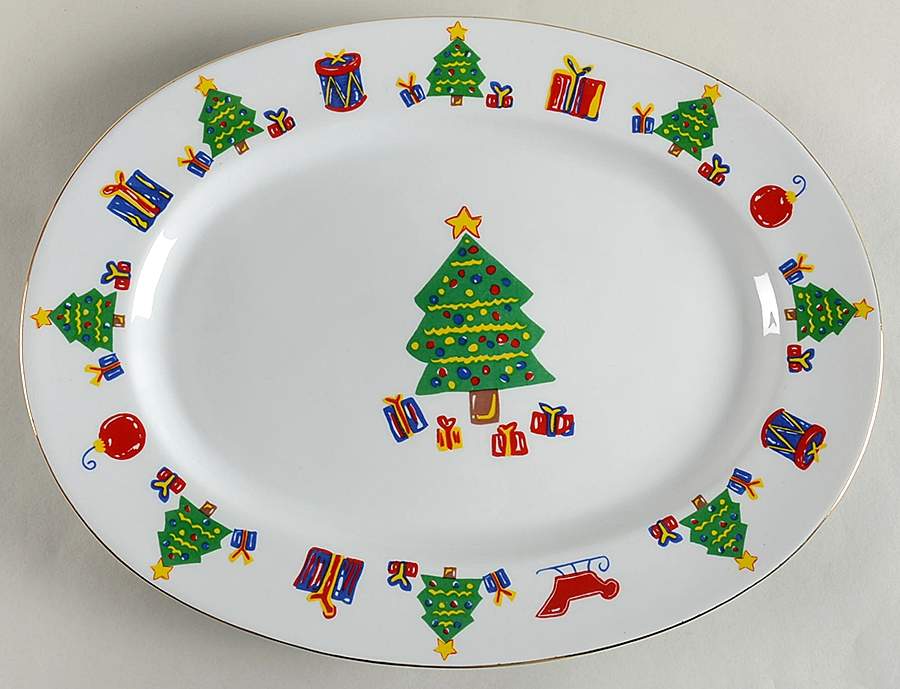 Save the Children Christmas 14" Oval Serving Platter by Tienshan-1