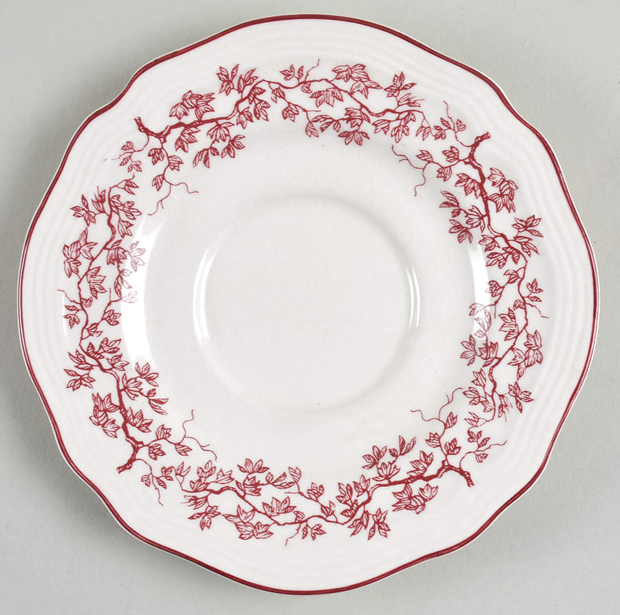 New England Toile Burgundy Saucer for Flat Cup by Tabletops Unlimited-1