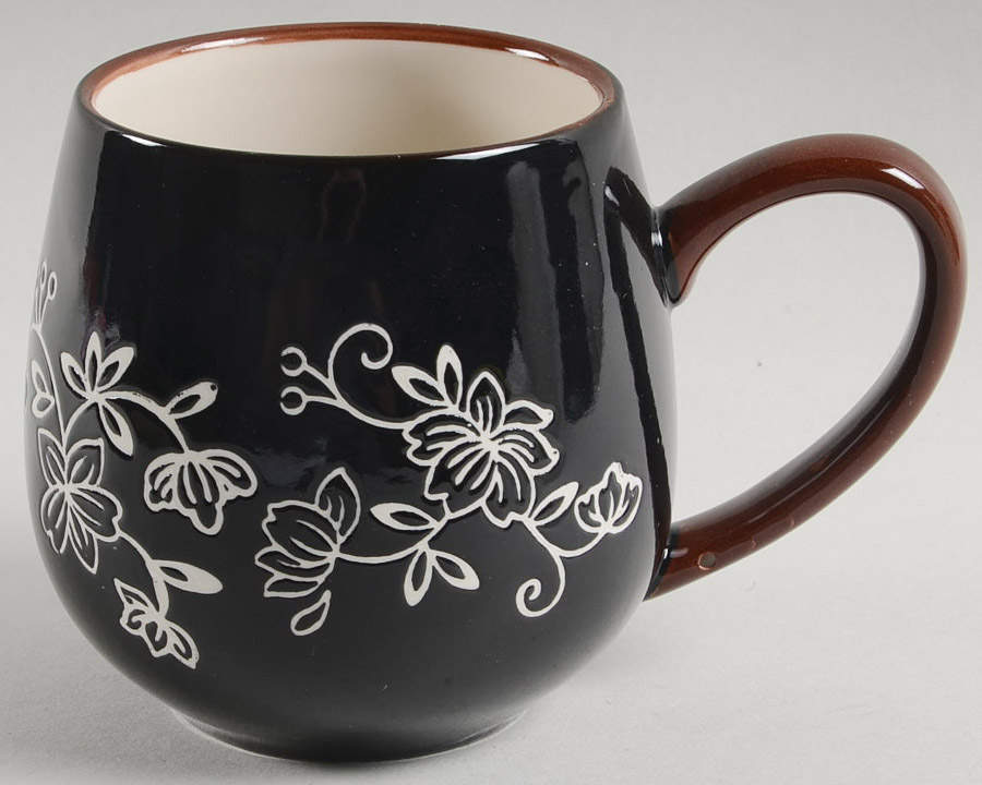 Floral Lace Black Mug by Temp-Tations-1