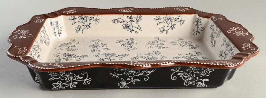 Floral Lace Black 15" Rectangular Baker by Temp-Tations-1