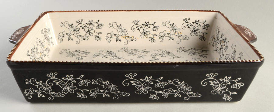 Floral Lace Black 15" Rectangular Baker by Temp-Tations-1