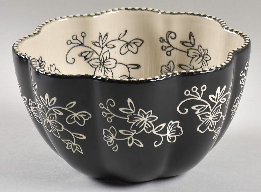 Floral Lace Black 6" Nesting Bowl by Temp-Tations-1