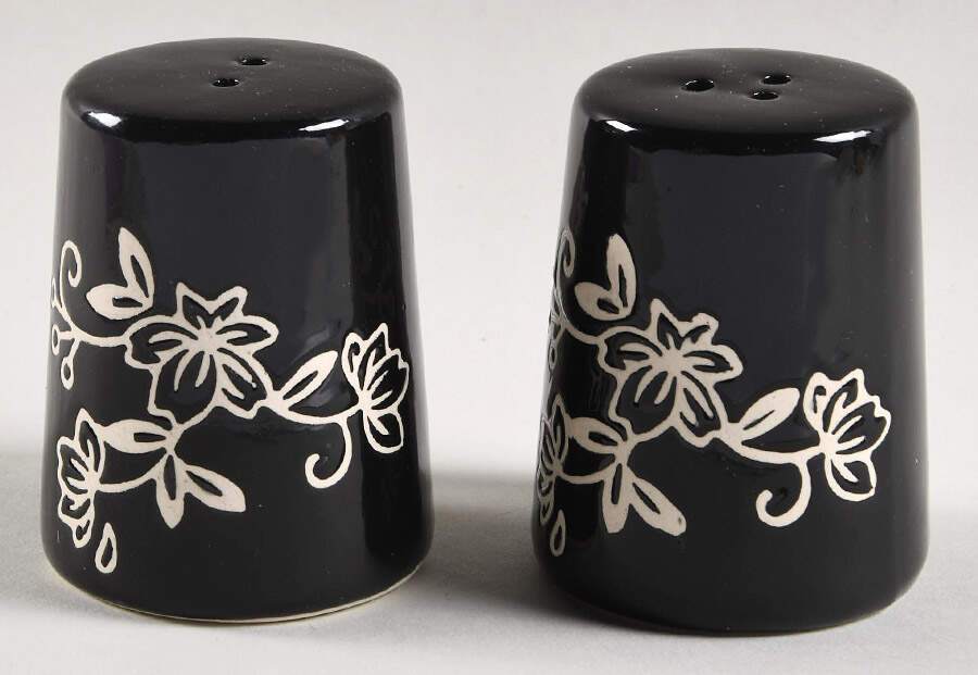 Floral Lace Black Salt & Pepper Set (Centertaining Lazy Susan Set) by Temp-Tations-1