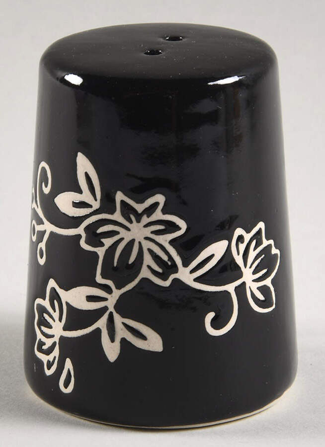 Floral Lace Black Salt Shaker (Centertaining Lazy Susan Set) by Temp-Tations-1