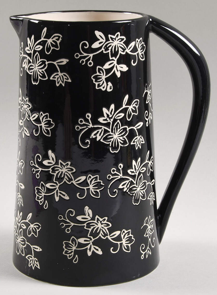 Floral Lace Black 48 Oz Pitcher for Centertaining Set by Temp-Tations-1