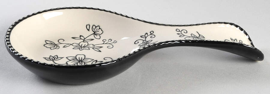 Floral Lace Black Spoon Rest/Holder (Holds 1 Spoon) by Temp-Tations-1