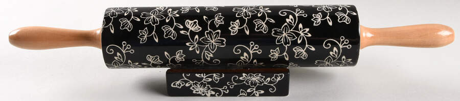 Floral Lace Black Rolling Pin & Stand by Temp-Tations-1
