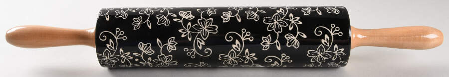 Floral Lace Black Rolling Pin by Temp-Tations-1