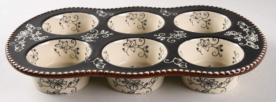 Floral Lace Black Metal Stand for Muffin Pan (Holds 6 Muffins) by Temp-Tations-1