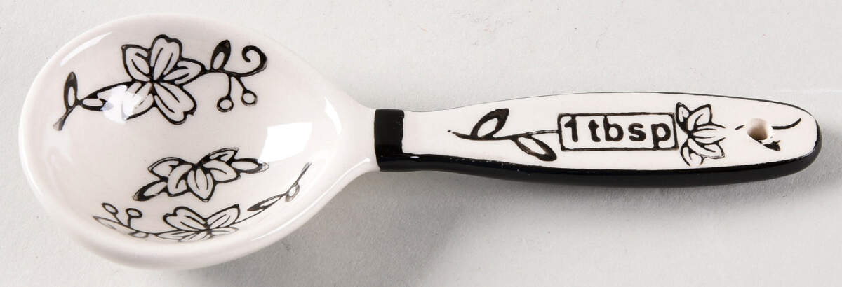 Floral Lace Black 1 Tablespoon Ceramic Measuring Spoon by Temp-Tations-1